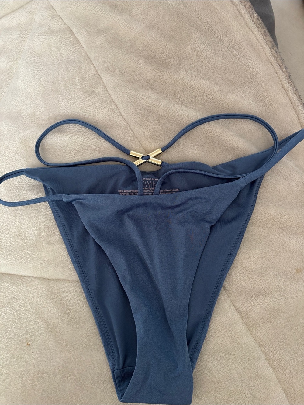 Victoria's Secret Navy Blue Bikini Bottom with Gold Accent